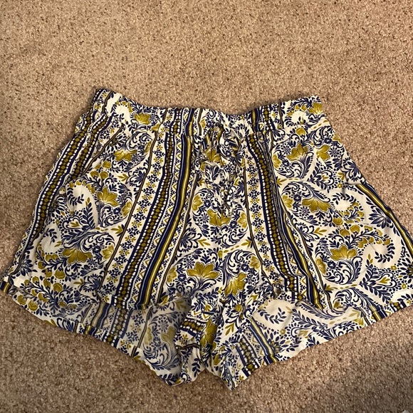 Juniors patterned drawstring linen shorts - Picture 1 of 6